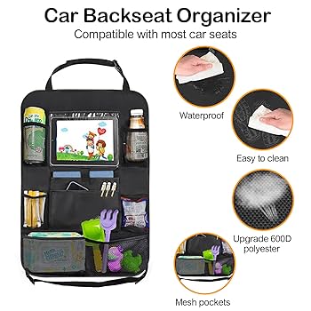 Trunk Organizer For Suv LXUNYI Car Storage Organizer, Car Backseat Organizer For Kids Durable Waterproof Oxford With Touchable Tablet Holder 4 Mesh Pockets And 2 Storage Pockets For Snacks Drinks Toys Magazines