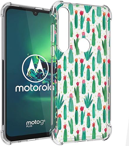 Miniatura 8 de Funda protectora para Motorola G8 Plus con diseño de flores transparentes y de poliuretano termoplástico (TPU) suave y flexible con absorción de