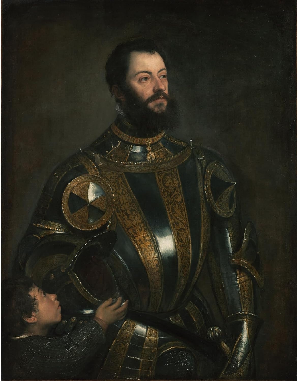 ArtDirect Portrait of Alfonso d'Avalos, Marchese del Vasto, in Armor with a Page (1533) Unframed Art Print Giclee Poster by Titian - Ready for Framing with Customization Sizes 8x10, 11x14, 16x20, 24x31, 36x46 and 47x60 inches