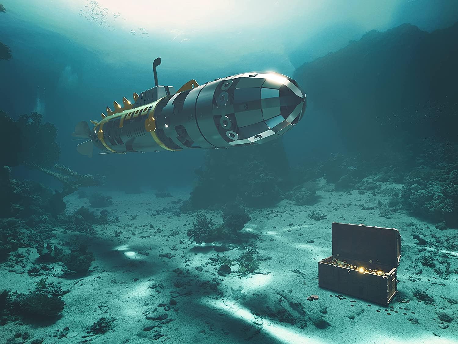 METAL-TIME Elusive Nautilus Submarine 3D Metal Mechanical Model Building Kit | Unique Wind-Up Moving Mechanism | Assemble Disassemble Stainless Steel Puzzle - 91 Pieces
