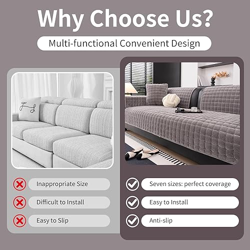 Miniatura 4 de Funda de terciopelo para sofá seccional, lavable, funda antideslizante para sofá reclinable en forma de L de 3 plazas, fundas protectoras de muebles