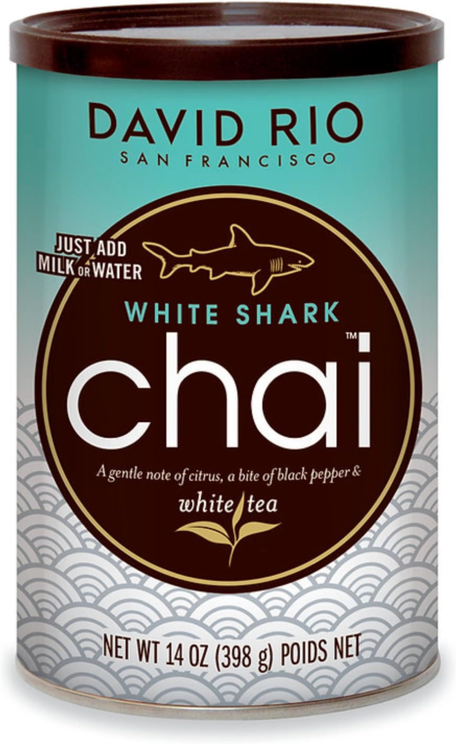 White Shark Chai Tea Latte Mix, 14 Oz, White Tea, Organic Spices, Dairy Free, Serve Hot or Cold, Just Add Water or Milk, 14 Servings