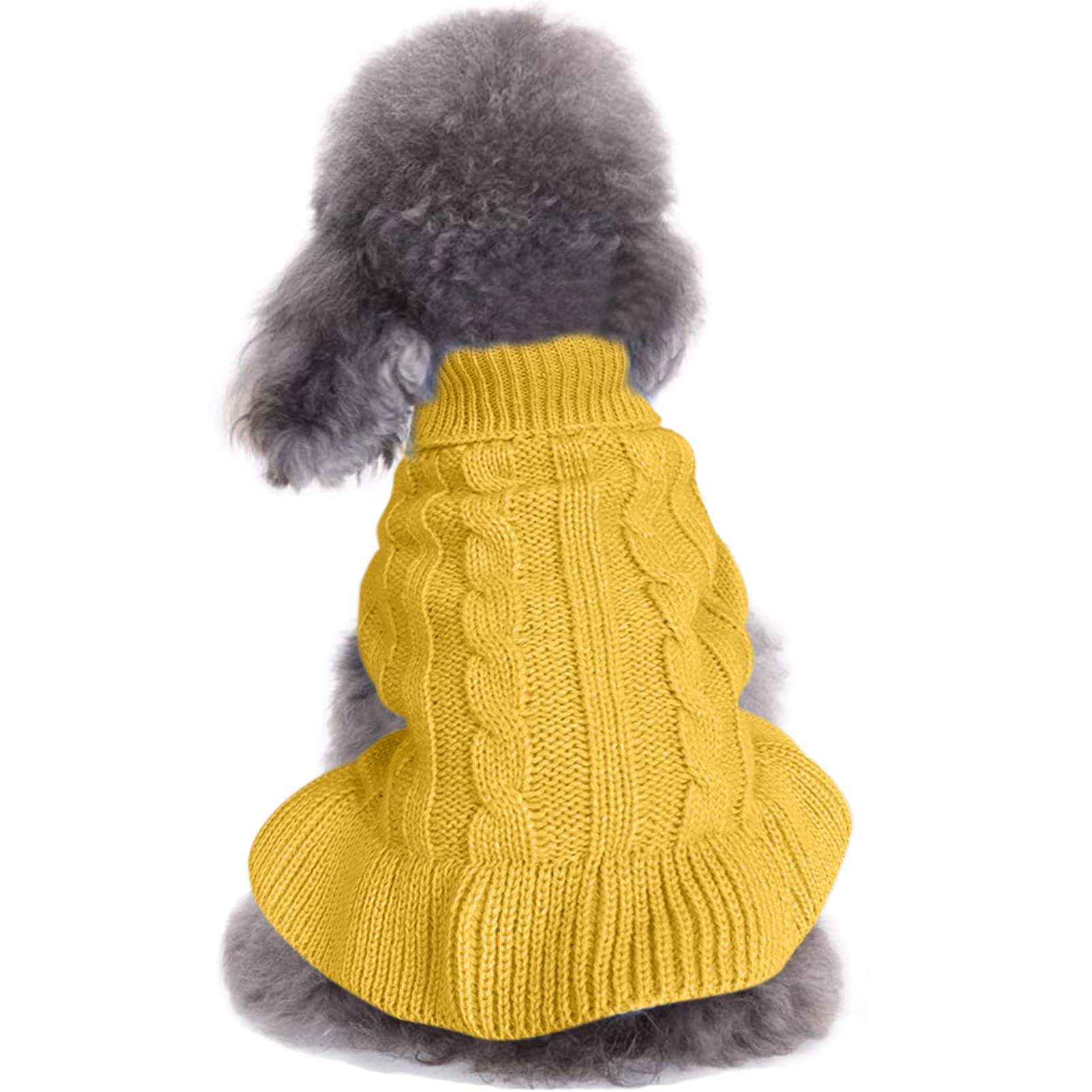 CHBORCHICEN Small Dog Sweaters Knitted Pet Cat Warm Dog Sweatshirt Winter Clothes Kitten Puppy Sweater (XS, Dress-Yellow)