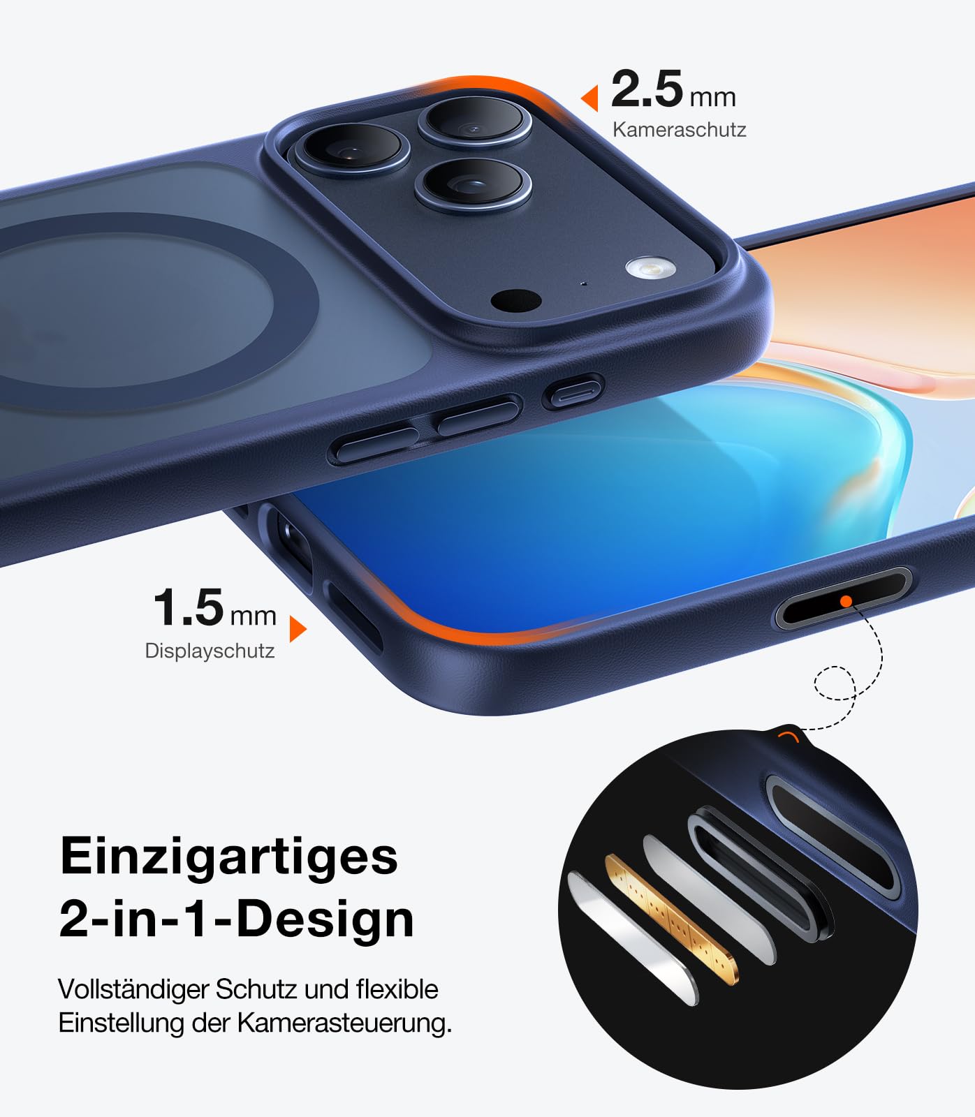 TORRAS Guardian-Mag für iPhone 17 Pro Hülle für MagSafe (Zertifizierte Militärschutz und Magnetkraft) Handyhülle iPhone 17 Pro Case Extrem Haltbarkeit Hülle Stoßfest Kratzfest Cover, Matt Blau