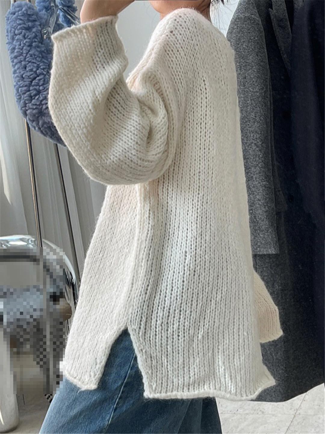 Jersey De Manga Larga con Cuello Redondo para Mujer