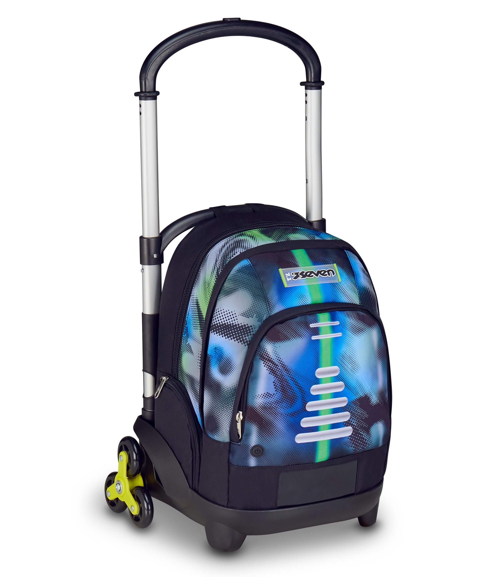 Seven Trolley Scuola Flex 3 Ruote, Blu, Zaino Con Carrello Sganciabile Da 31 Litri, Con Tasca PC, Tasca Borraccia, Multiuso, Maneggevole e Confortevole, Scuole Medie e Superiori, Ragazzo
