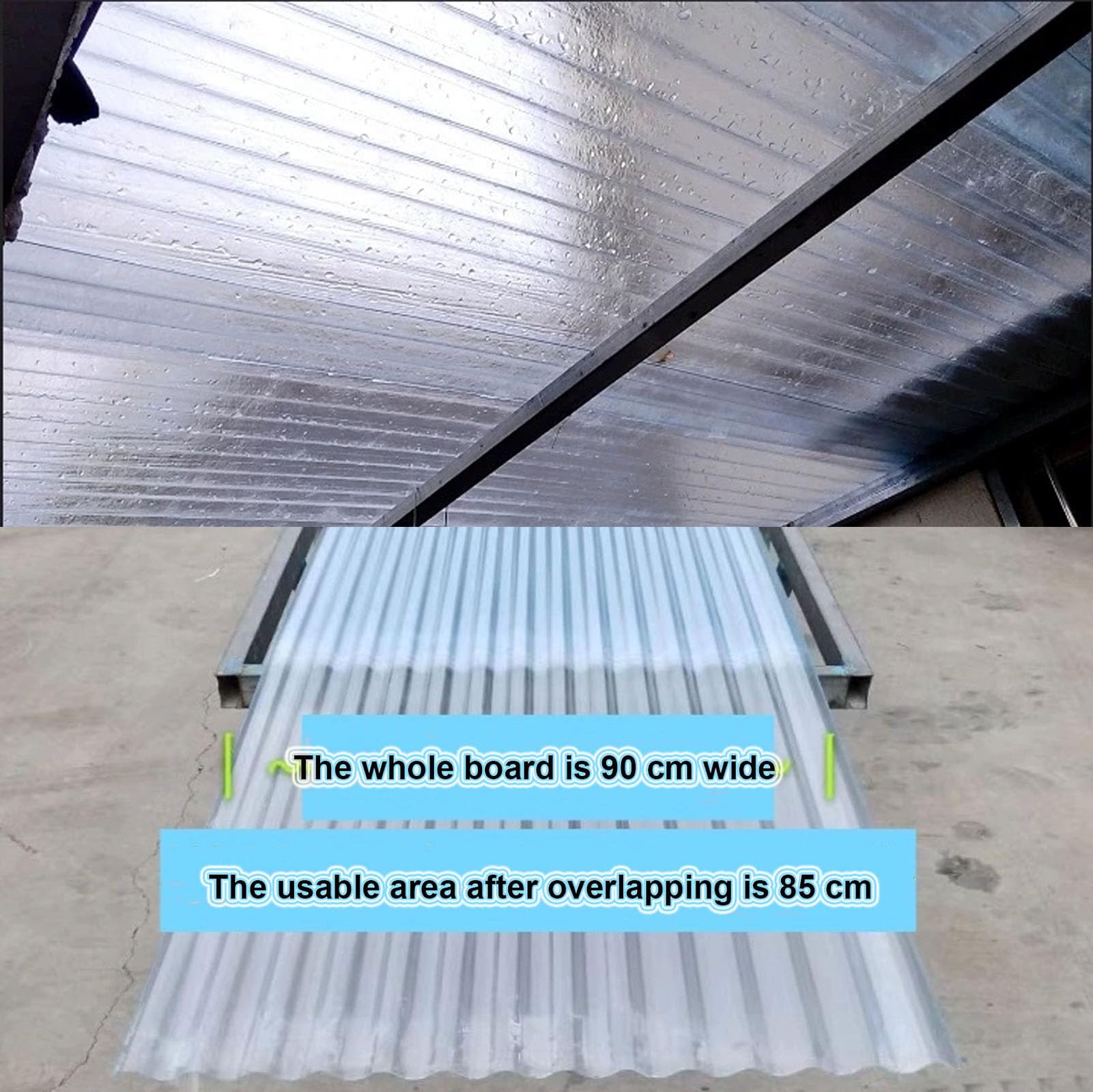 Hojas de Techo Corrugado, 1.5mm Panel para Tejado Transparente, Paneles para Tejado Resistentes al Impacto, Chapa Ondulada para Invernaderos, Placa Ondulada Anti-UV (0.9×1.7m/35×67in,1pcs)