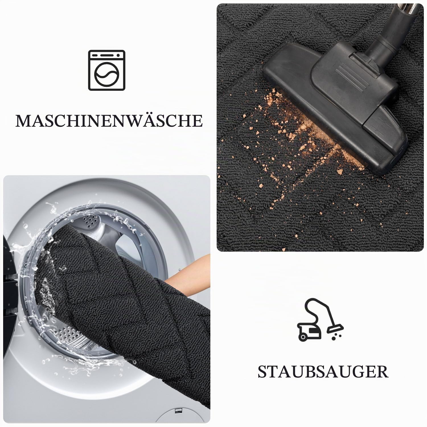 Biscpro Teppich Läufer,80x120cm Dunkelgrau Waschbarer rutschfest Schmutzfangmatte Teppich läufer für Eingangsbereich Wohnzimmer,Flur,Büro,Schlafzimmer,Küchen