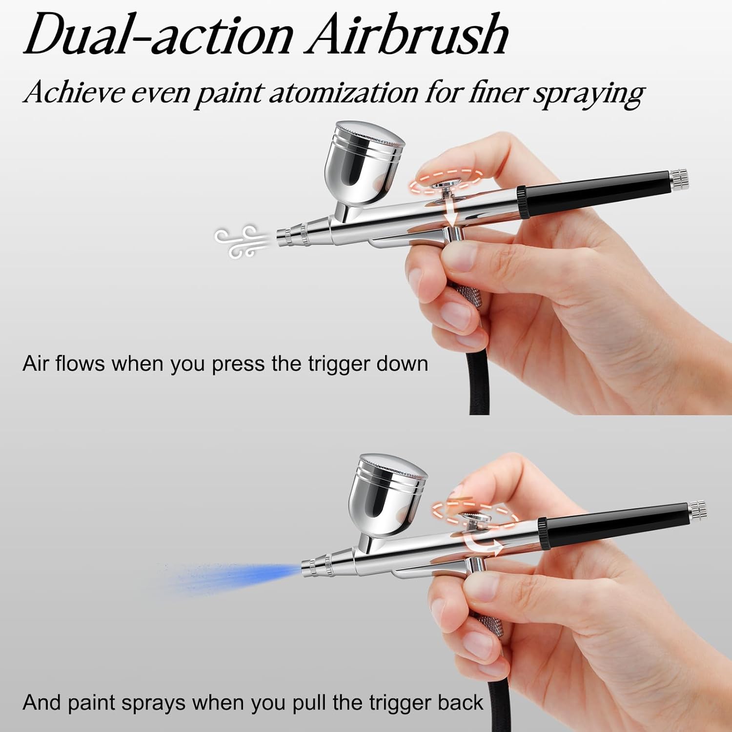 MADETEC Professional Nail Art Airbrush Kit with Compressor - 3 Adjustable PSI (25/35/48), Stable Pressure, 0.2/0.3/0.5mm Nozzles, Non-Clogging for Nail Art, Painting, Model, Cake ect White - Image 5