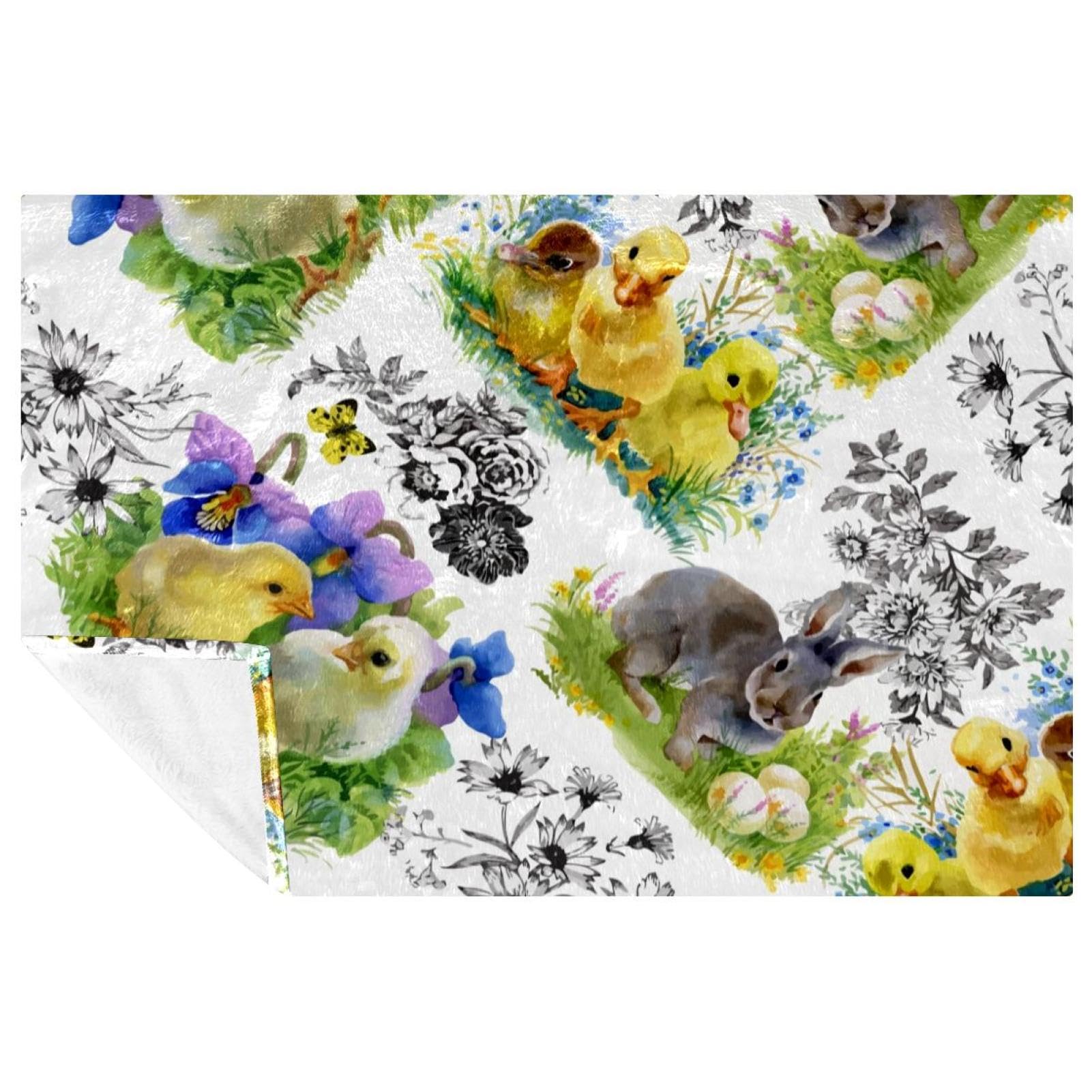Couverture canetons et poussins 150x100 cm | Plaid imprimé doux pour lit et canapé