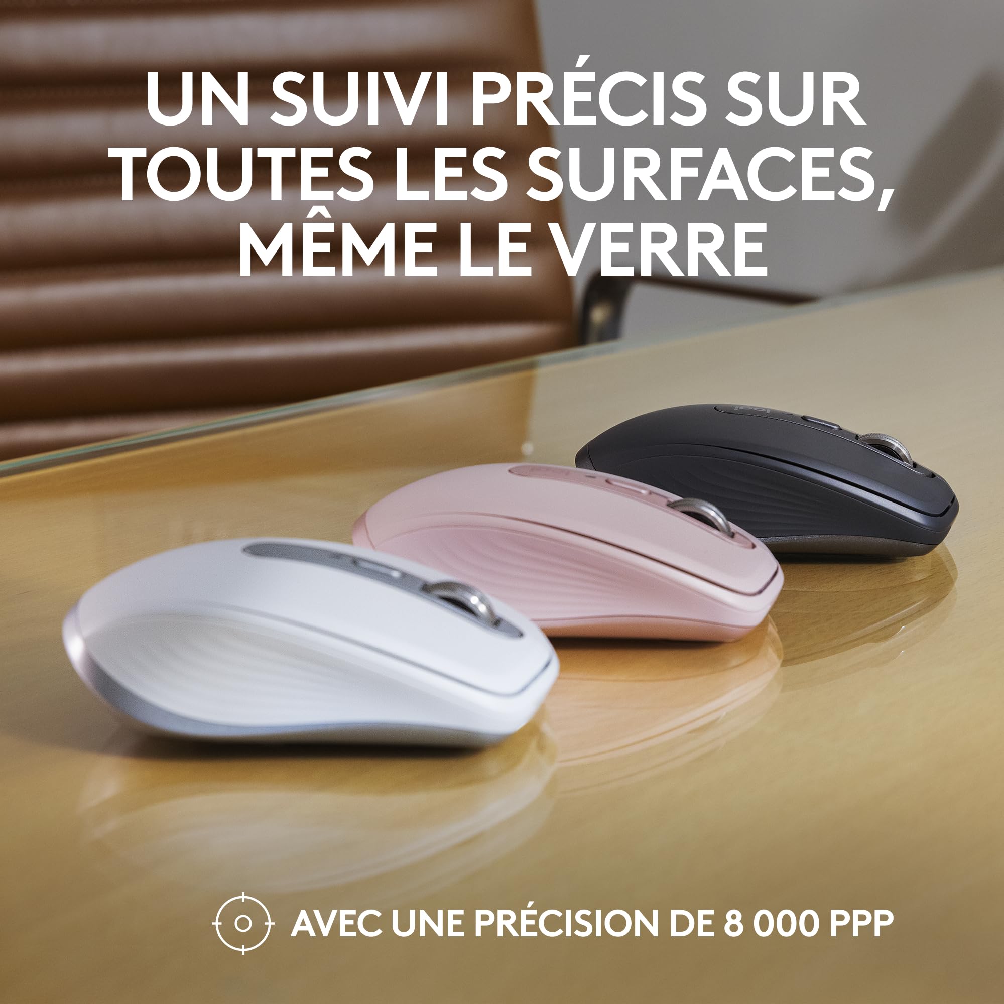 Logitech MX Anywhere 3S Souris Sans Fil Silencieuse, 8K DPI, USB-C, Bluetooth, Graphite