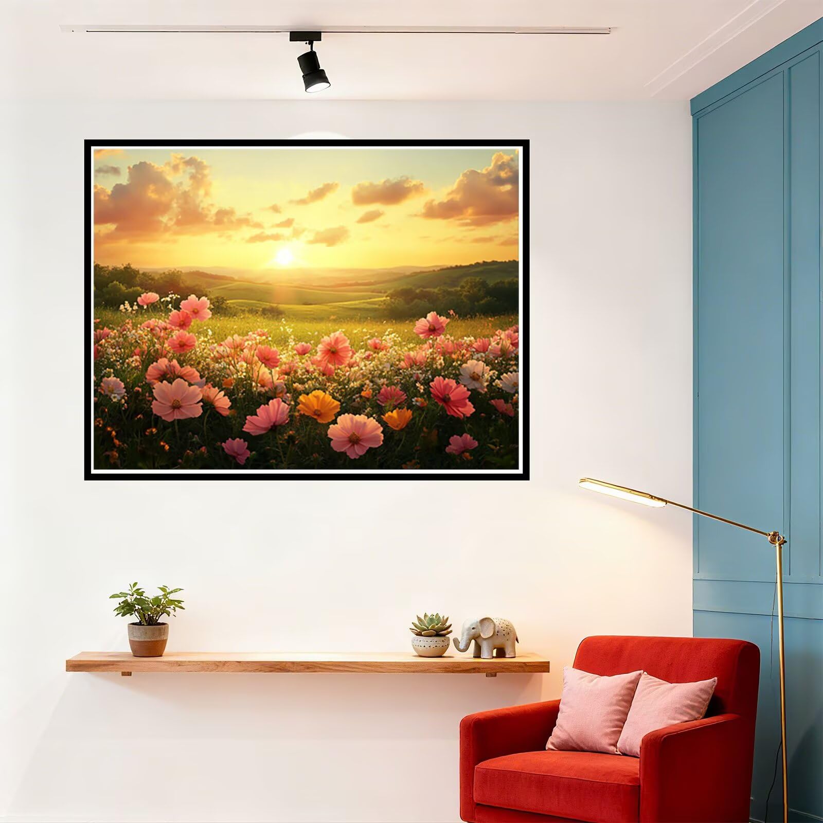 Sonnenuntergang Malen Nach Zahlen Erwachsene Blume Malen Nach Zahlen Kinder ab 7, Set Erwachsene Bastelsachen Kreativ Set für Kinder Geschenke für Männer, Weihnachten Halloween Deko 60x80cm H - 954