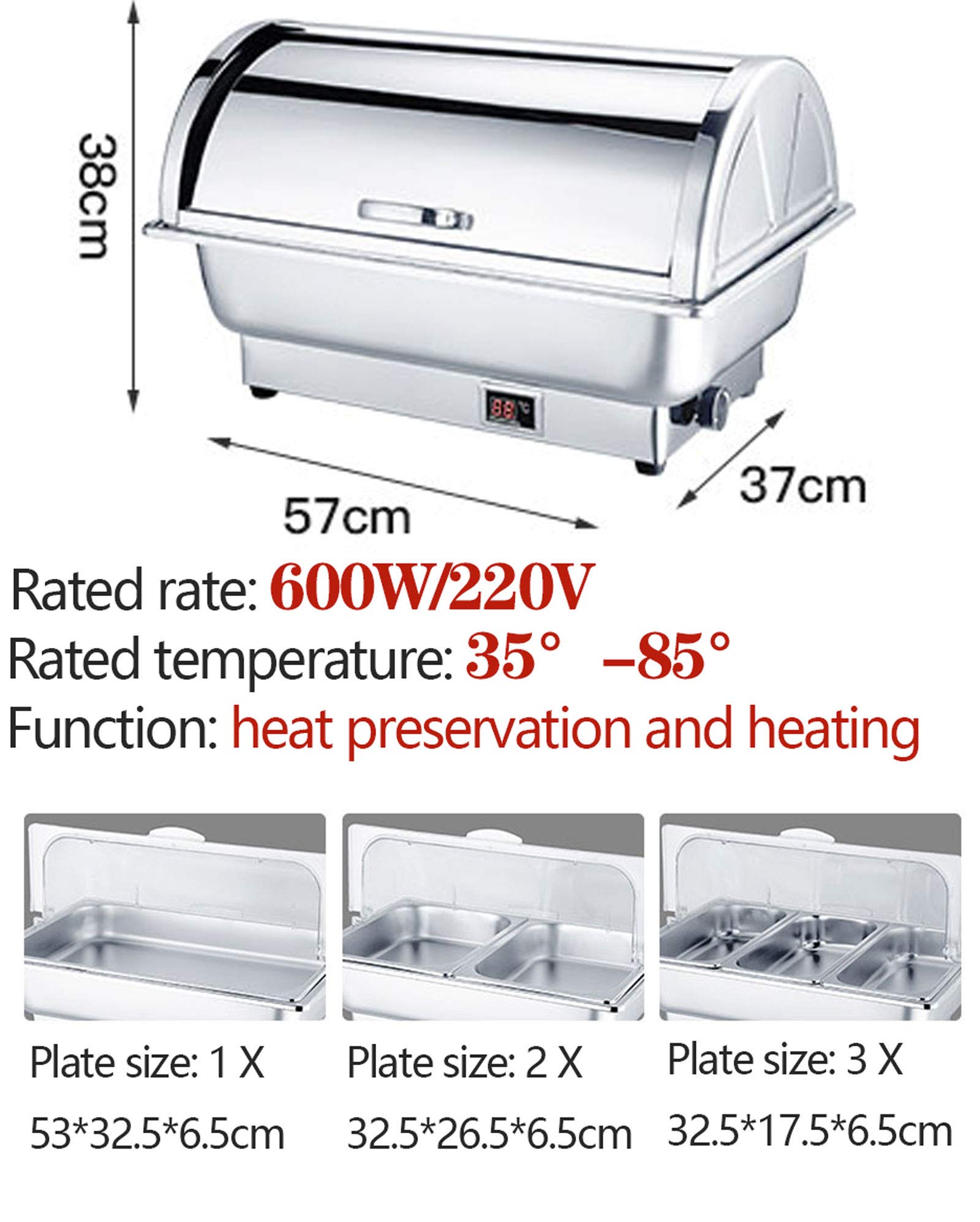 Scaldavivande elettrico, 9 l, in acciaio inox, per buffet, feste e buffet, temperatura regolabile (35-85 °C) forniture per ristorazione