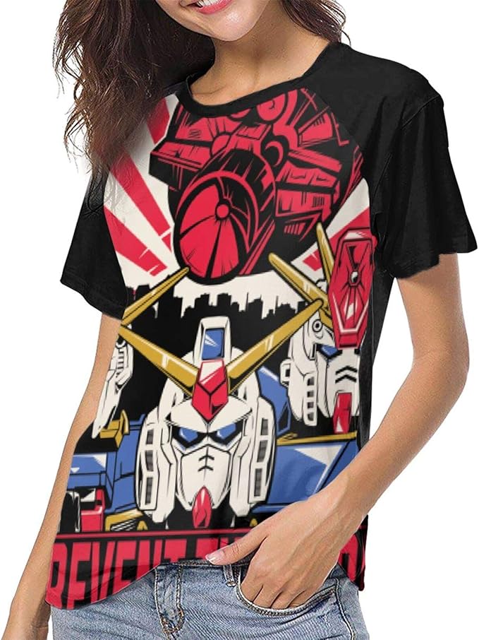 Gundam T Shirts Women Raglan Baseball Short Sleeves Cotton Tee Tops at Amazon Womenâs Clothing store