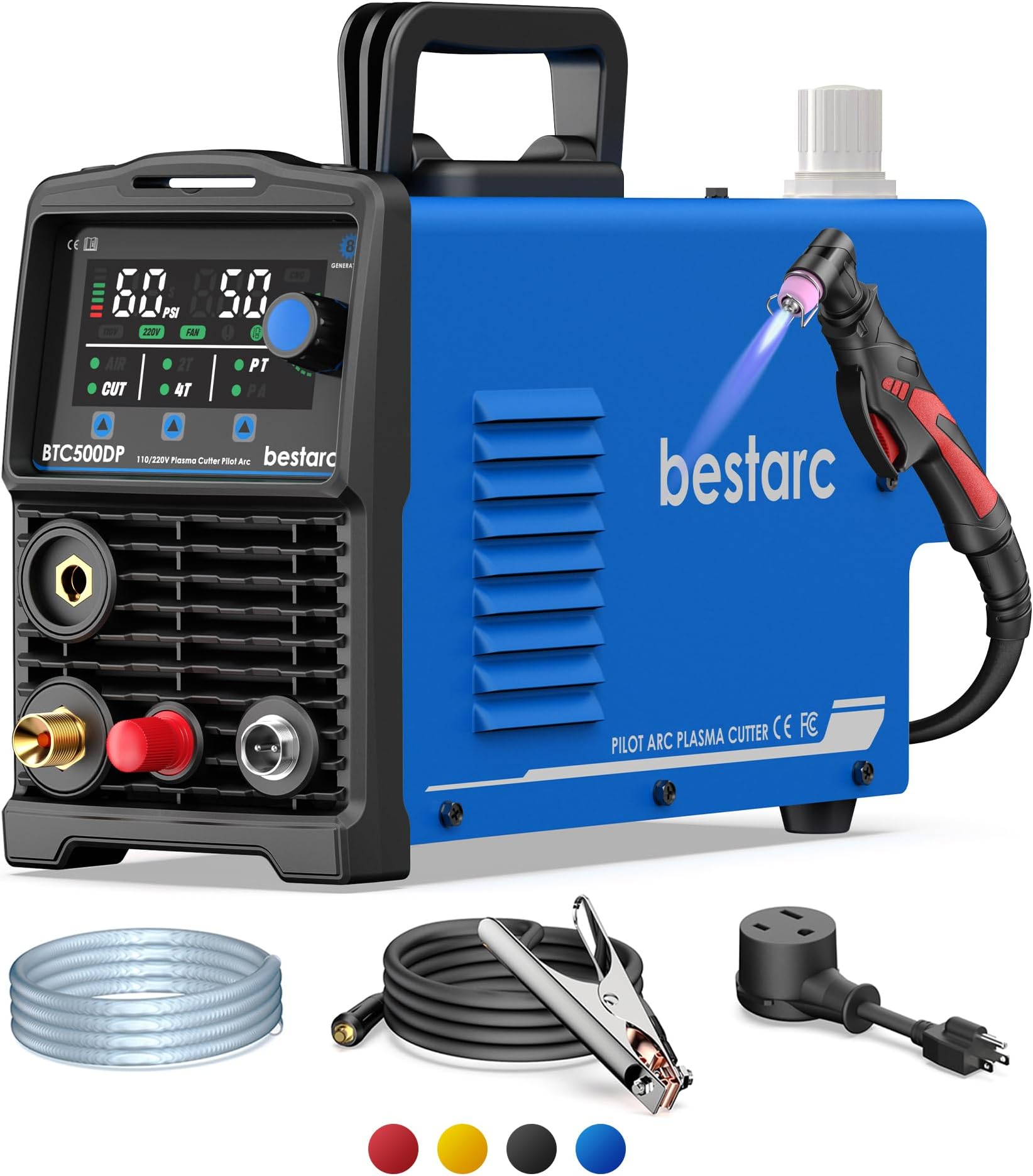 bestarc Plasma Cutter, [Pilot Arc][Large LED Display][Air Sensor] 50A bestarc Plasma Cutter Machine 110/220V Dual Voltage, 1/2'' Clean Cut 3/4 Inch Max Cut, Post Flow Mesh, 2T/4T for Beginners DIY