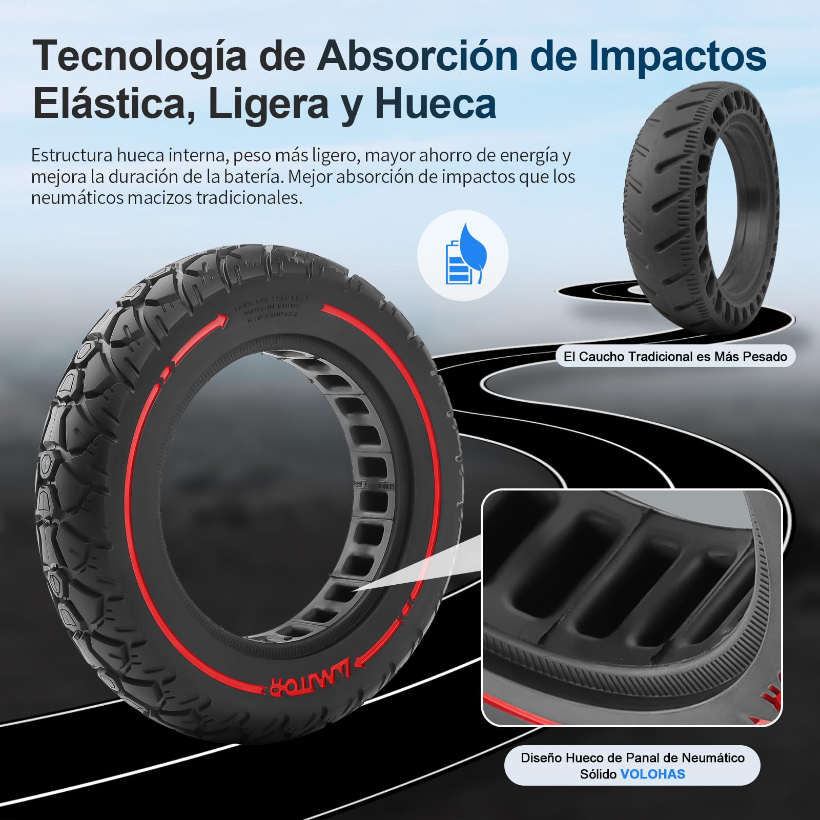 Neumáticos de goma maciza, 10 x 2,125, neumáticos sólidos de 10 pulgadas, 250 x 54, neumáticos de repuesto, neumáticos sólidos, a prueba de pinchazos, ancho de ranura de 36 mm, para ruedas con
