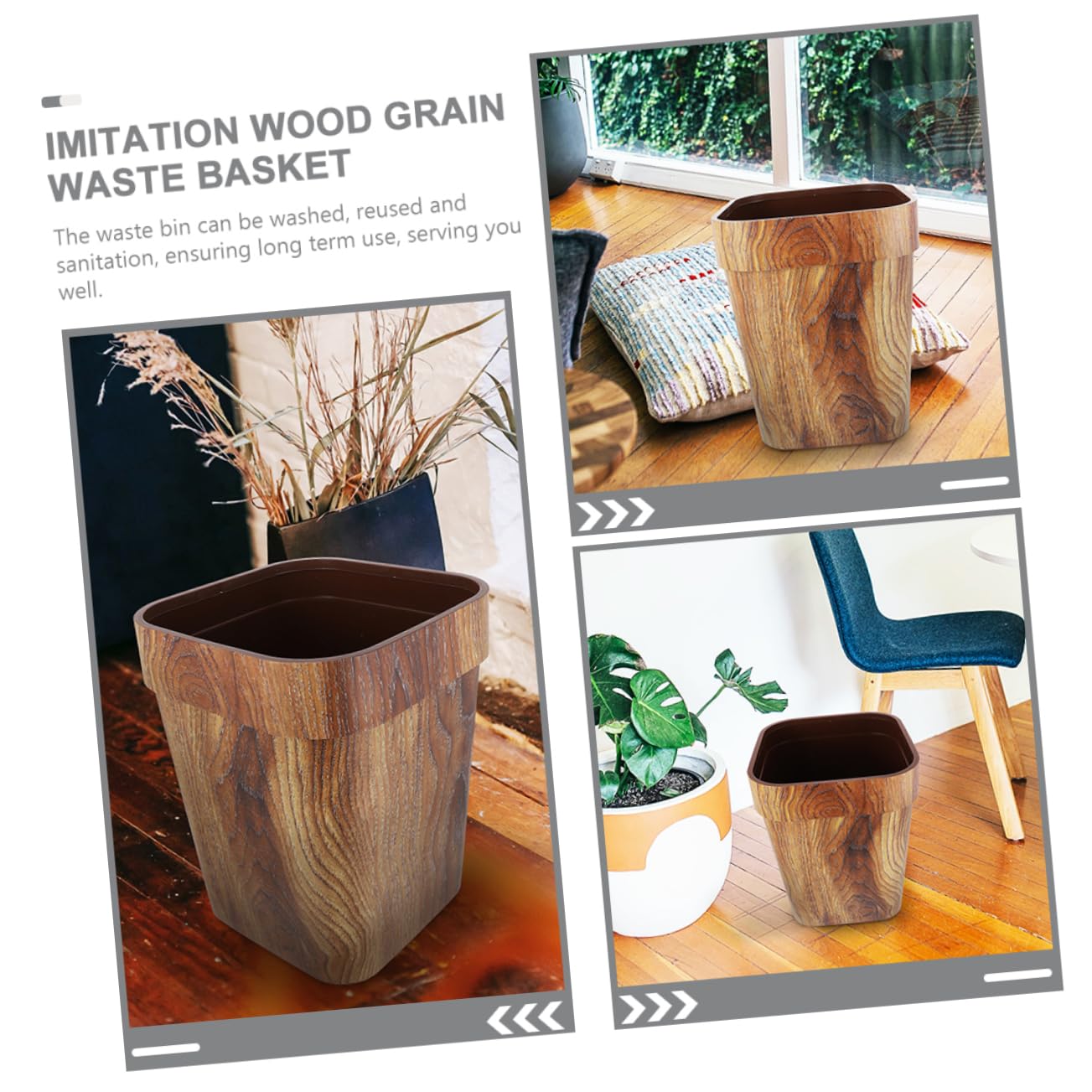 MAGICLULU Rustic Waste Container Plastic Home Office Trash Can Kitchen Waste Can
