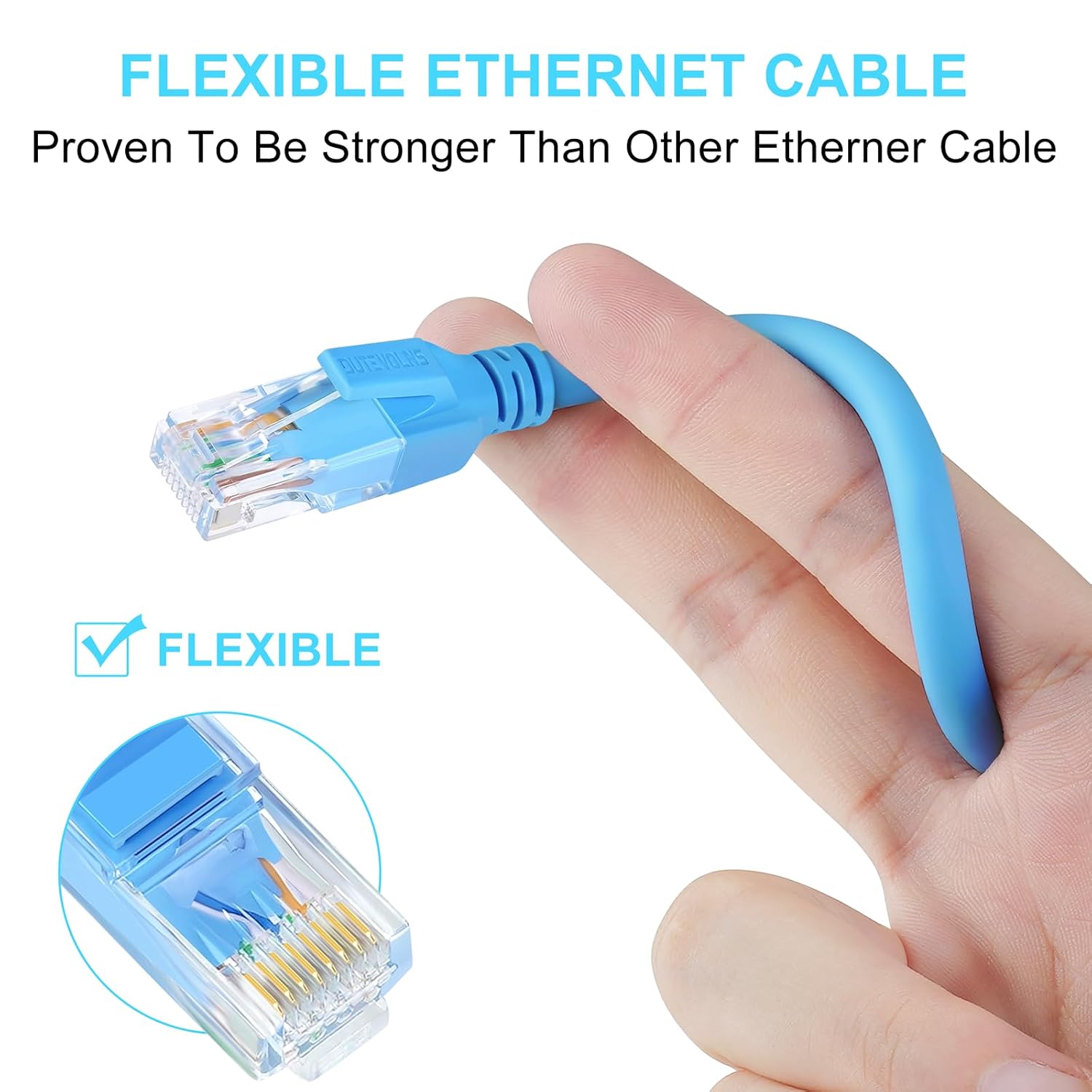 Ultra Flexible Cat 6 Ethernet Cable 15 Feet, Soft 10Gbps Cat 6a Rj45 Network Cable, Gigabit LAN Cord for Mac, PC, Router, Laptop (Blue) 5 712onlAW4eL. SL1500