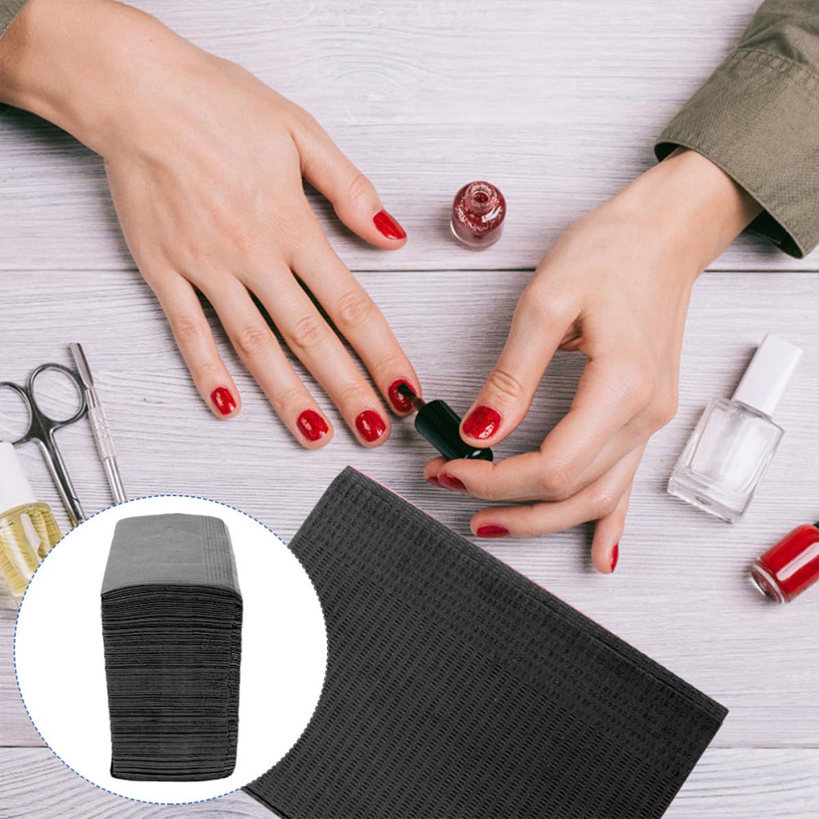 Tovagliette Monouso per Unghie in Carta Nera 125 Pezzi Supporto per Manicure Morbido e Inodore per Uso a Casa o Salone Nail Art