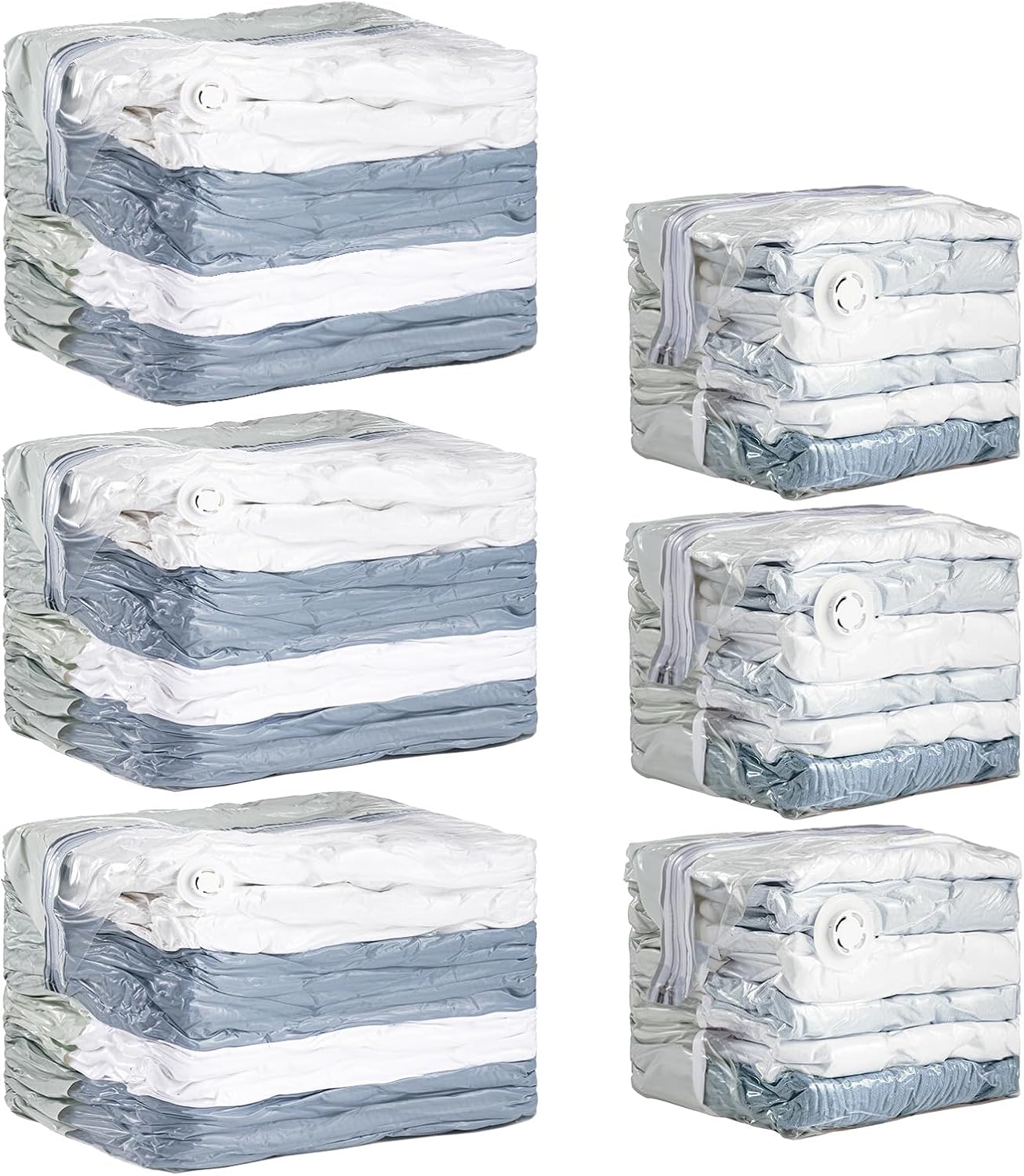 TAILI 6 Pack Vacuum Storage Bags, Cube Space Bags (3 Jumbo +3 Medium), Combo Vacuum Seal Bags for Clothing, Bedding, Comforters, Blankets, 2 Size Closet Oragnizaer and Saving Space