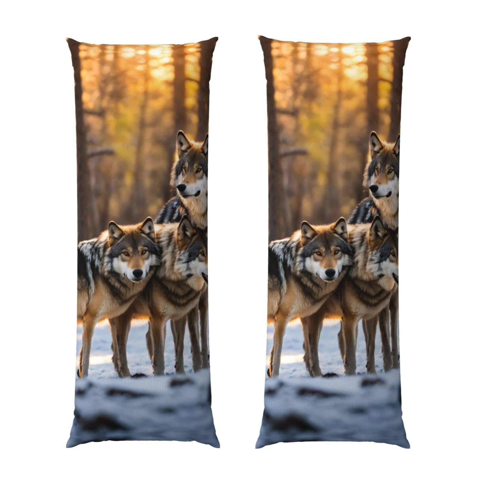 Housse de coussin loups douce 50x137 avec fermeture éclair pour grand oreiller