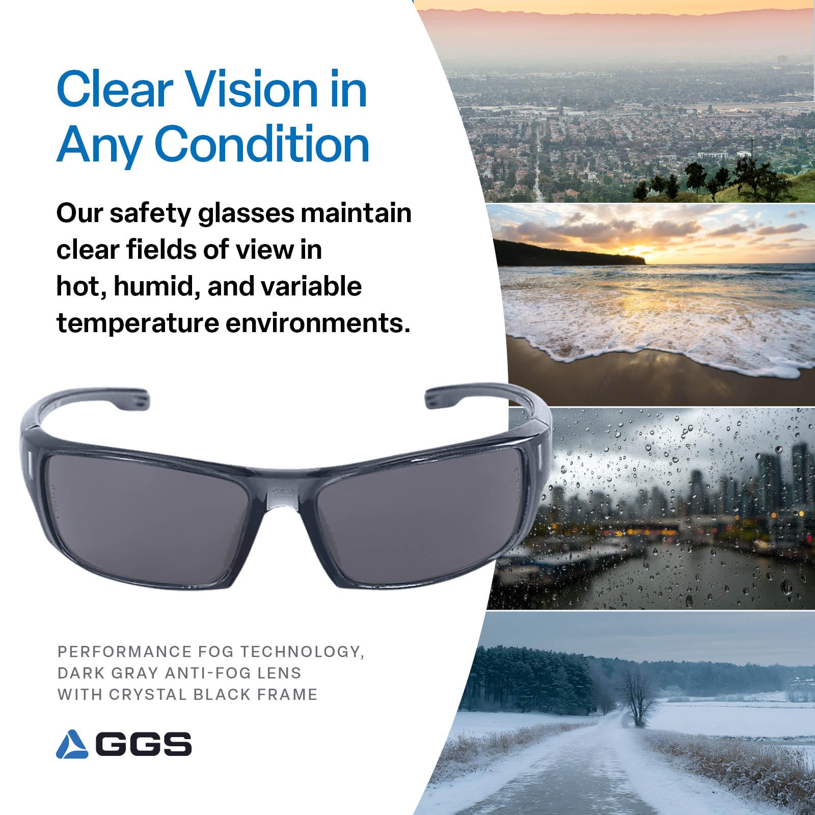 Bullhead Safety Dorado okulary ochronne z technologią Performance Fog, ANSI Z87+, okulary ochronne z ochroną przed promieniowaniem UV i powłoką zapobiegającą zarysowaniom, soczewki Dark Smoke, Crystal