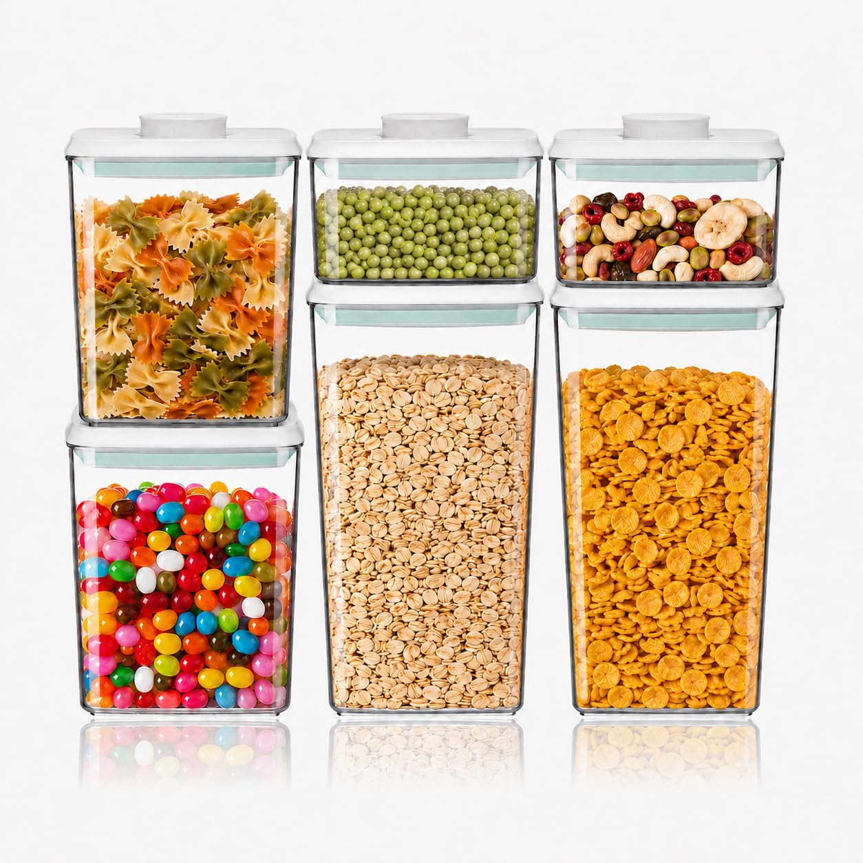 6-Piece Airtight Food Storage Containers, Clear Stackable Pop Lid | Two each of 0.5, 1.3…