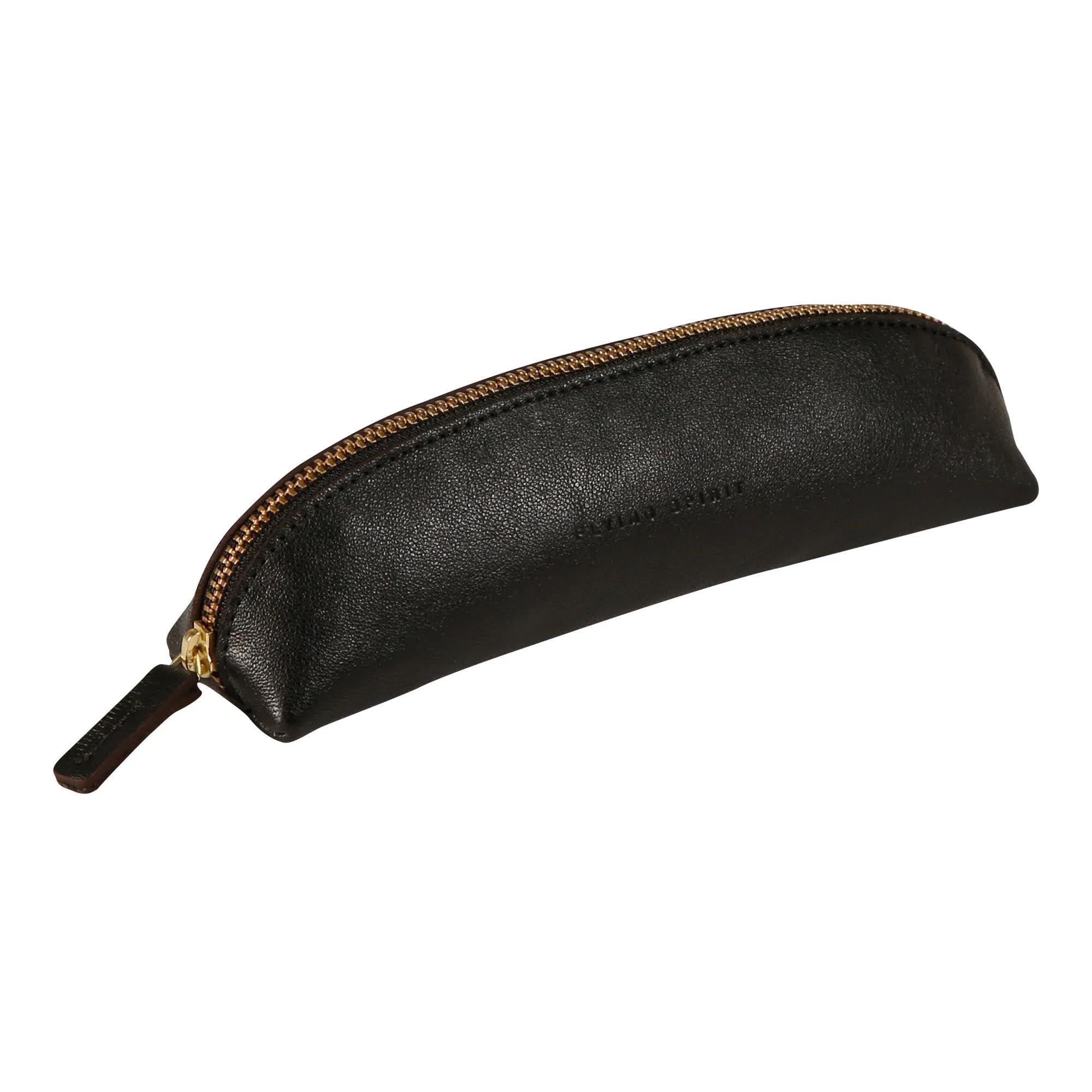 Clairefontaine 102512C - A Flying Spirit triangular pencil case 18x4x4 cm, in smooth lambskin, Black
