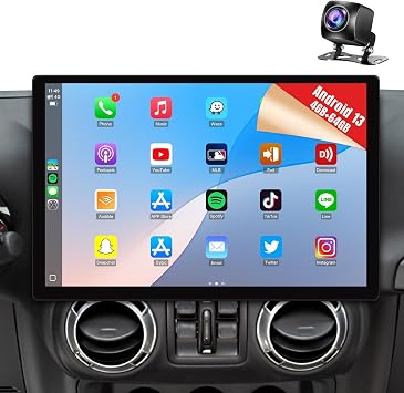 Naifay 8Core 4G+64G Android 13 Car Stereo for Jeep Wrangler 2007-2018 | 2K 13.1 Inch Screen for JK Dodge Ram Car Stereo with Carplay,Android Auto,Bluetooth,GPS,SWC,Canbus