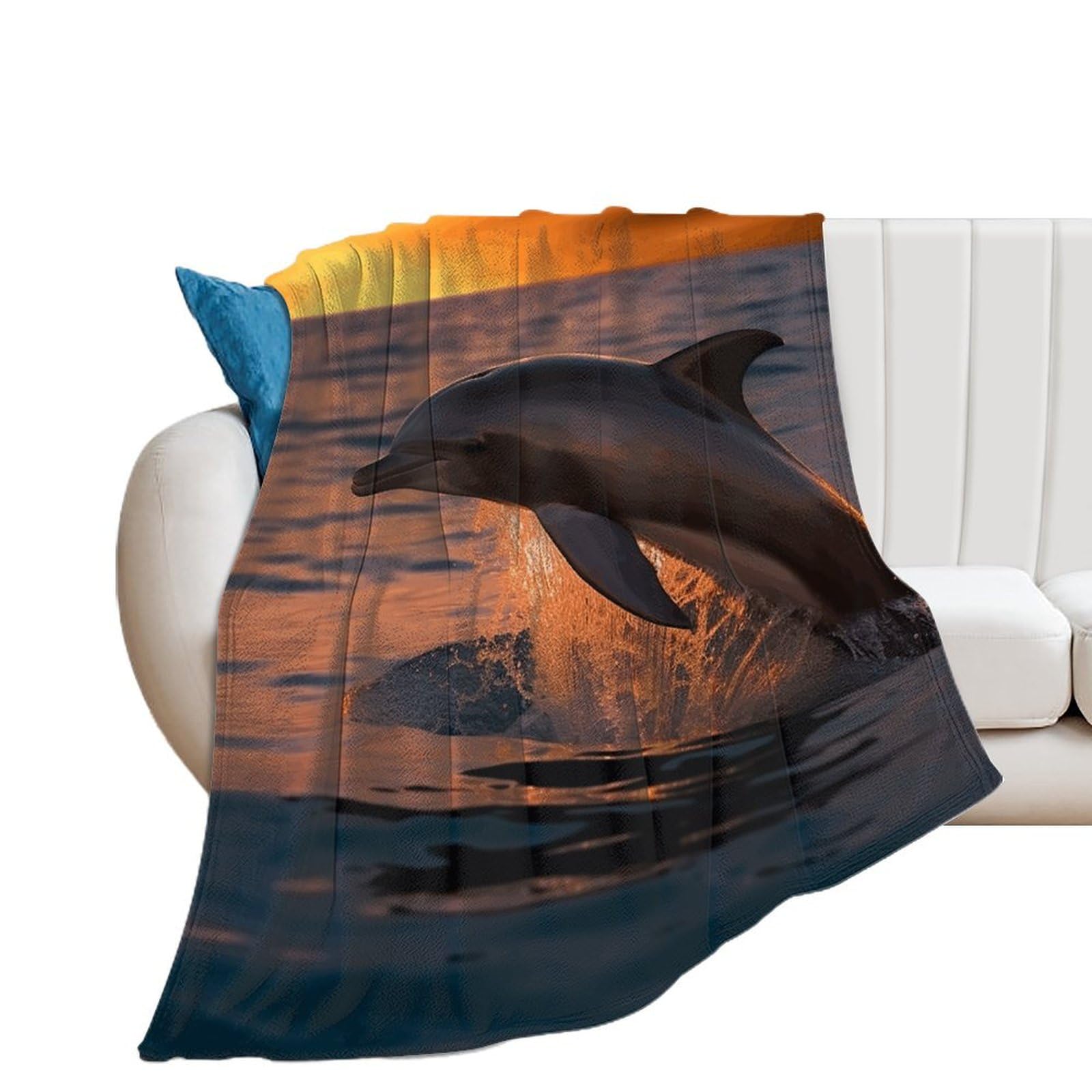 Couverture flanelle dauphin crépuscule pour ne plus avoir froid en voyage