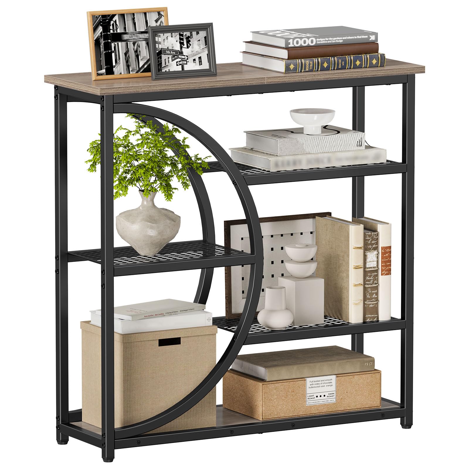 Snughome Entryway Table, Narrow Console Table, Industrial Sofa Table with 5 Tier Storage Shelves, Entrance Table for Hallway, Behind The Couch, Living