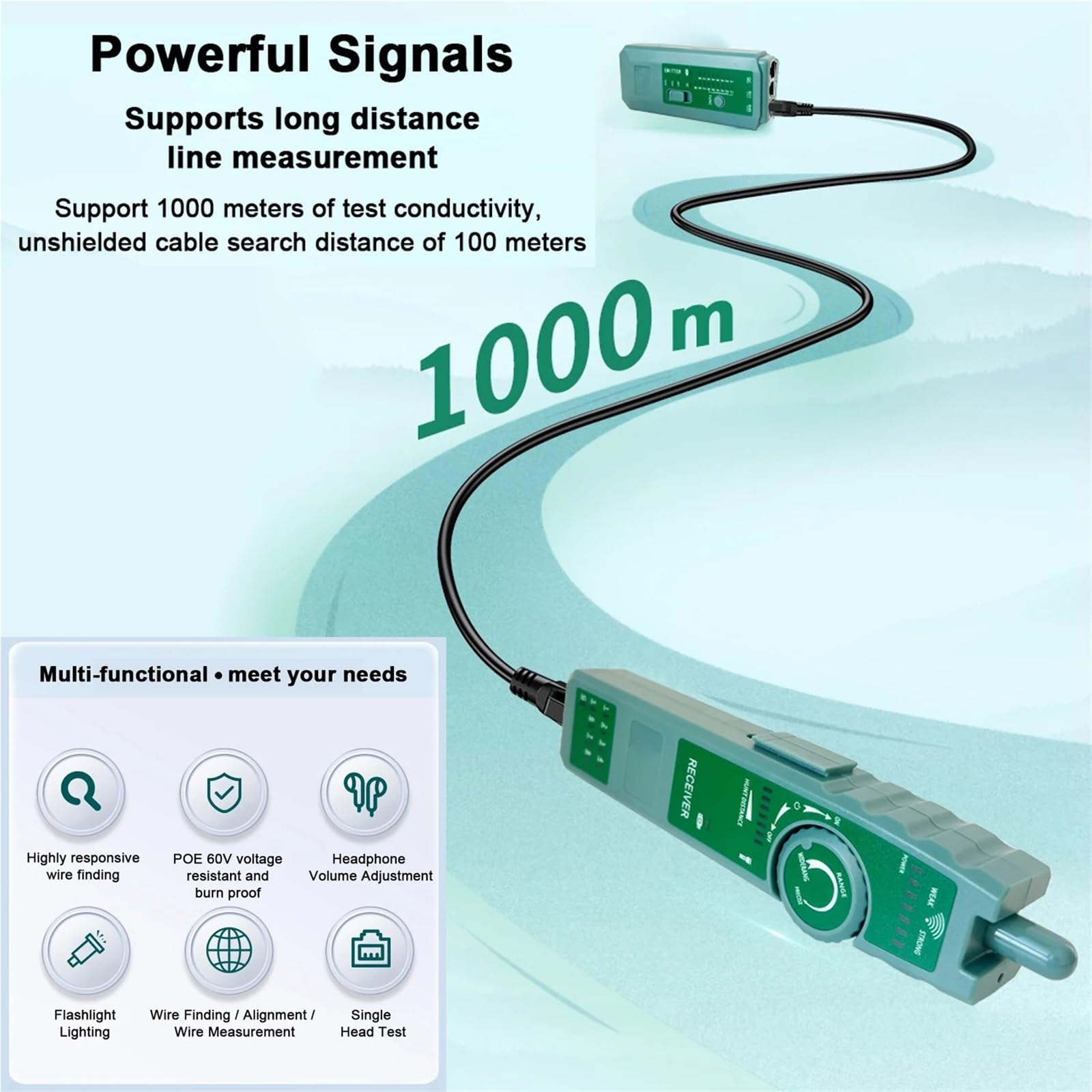 Tester per cavi, Tester Per Cavi Di Rete, Rilevatore, RJ45 RJ11, LAN Ethernet per la raccolta dei cavi