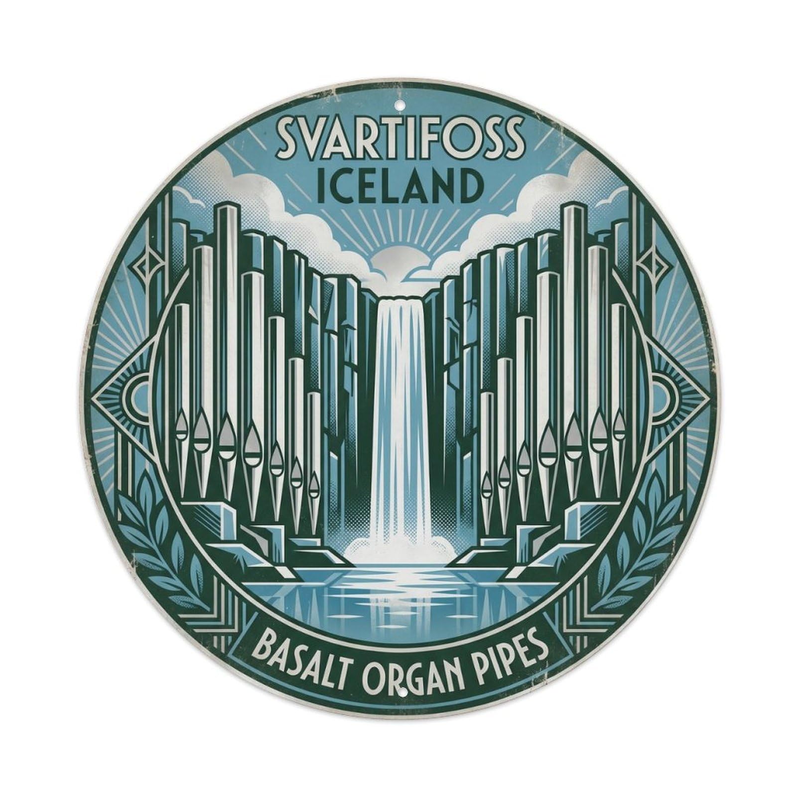 Svartifoss Organ Pipes Iceland Travel Ice Cave Metal Tin Sign