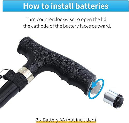 Miniatura 5 de Ruedamann Bastón ajustable de 28.5 a 37 pulgadas con luz LED, capacidad de 330 libras, bastón de aluminio ligero y portátil para hombres y mujeres,