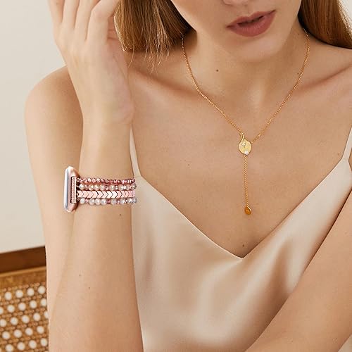 Miniatura 6 de CAGOS Bracelet Compatible with Fitbit Versa 4 Bands3SenseSense 2 for Women, Handmade Beaded Elastic Replacement Wristband for Versa 21Lite