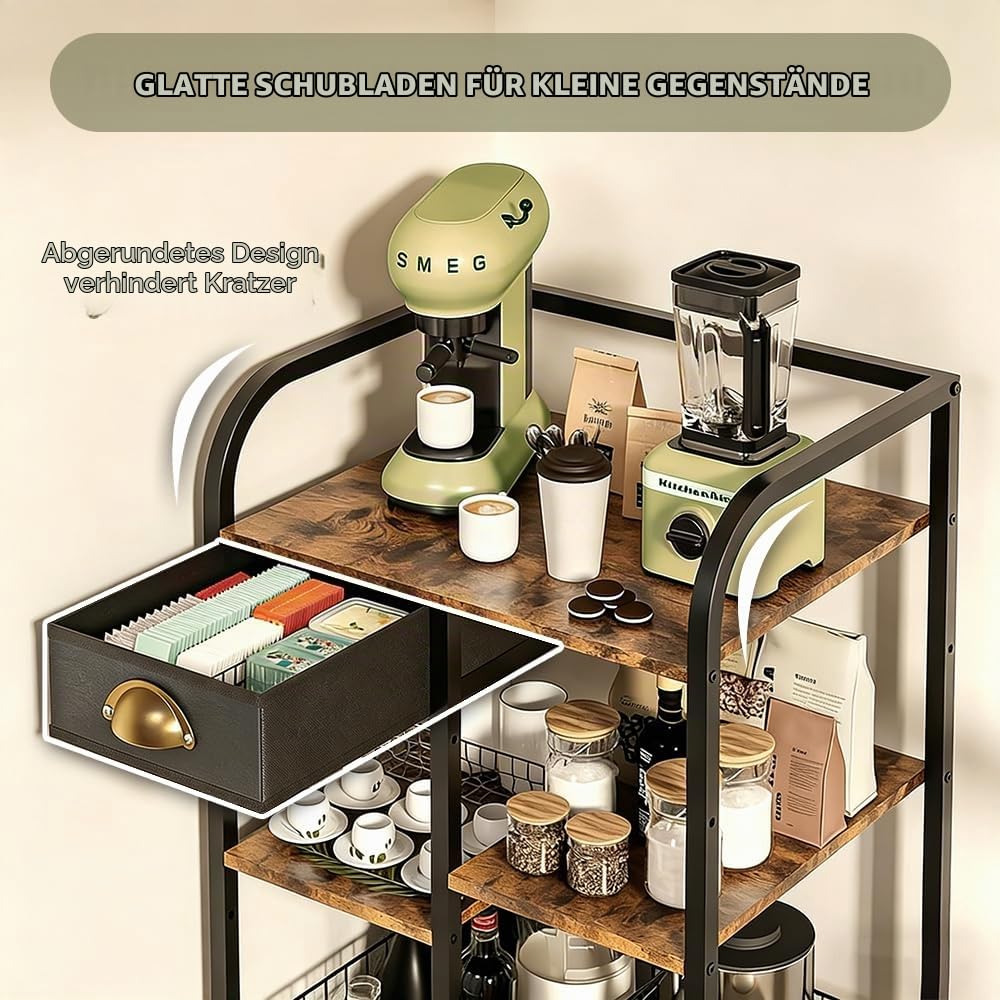 KZOBYD Kaffeebar Station mit Stauraum, Seitentisch mit Schublade