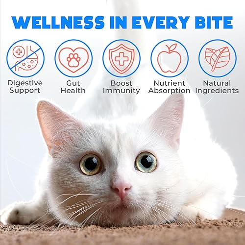 Miniatura 2 de Probióticos masticables para gatos, 200 unidades, apoyo digestivo, para la salud intestinal y la diarrea, masticables probióticos para felinos,