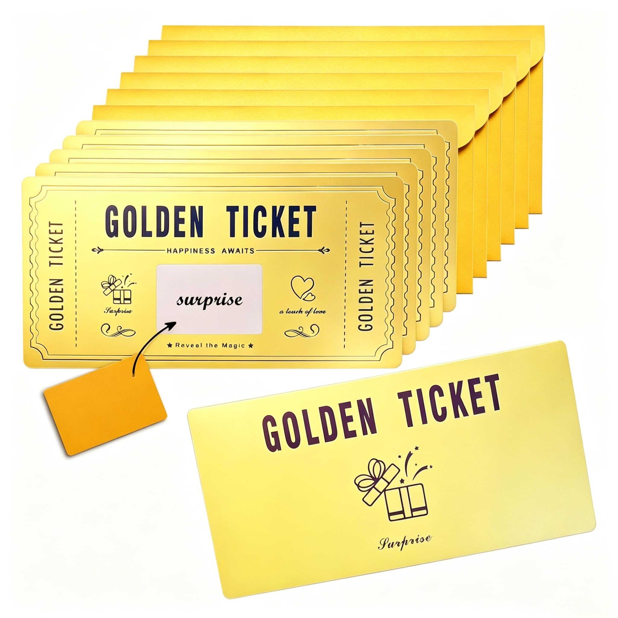 AOFUSEN Golden Ticket scratch card reveal, 2 sided printed design, 6 pcs