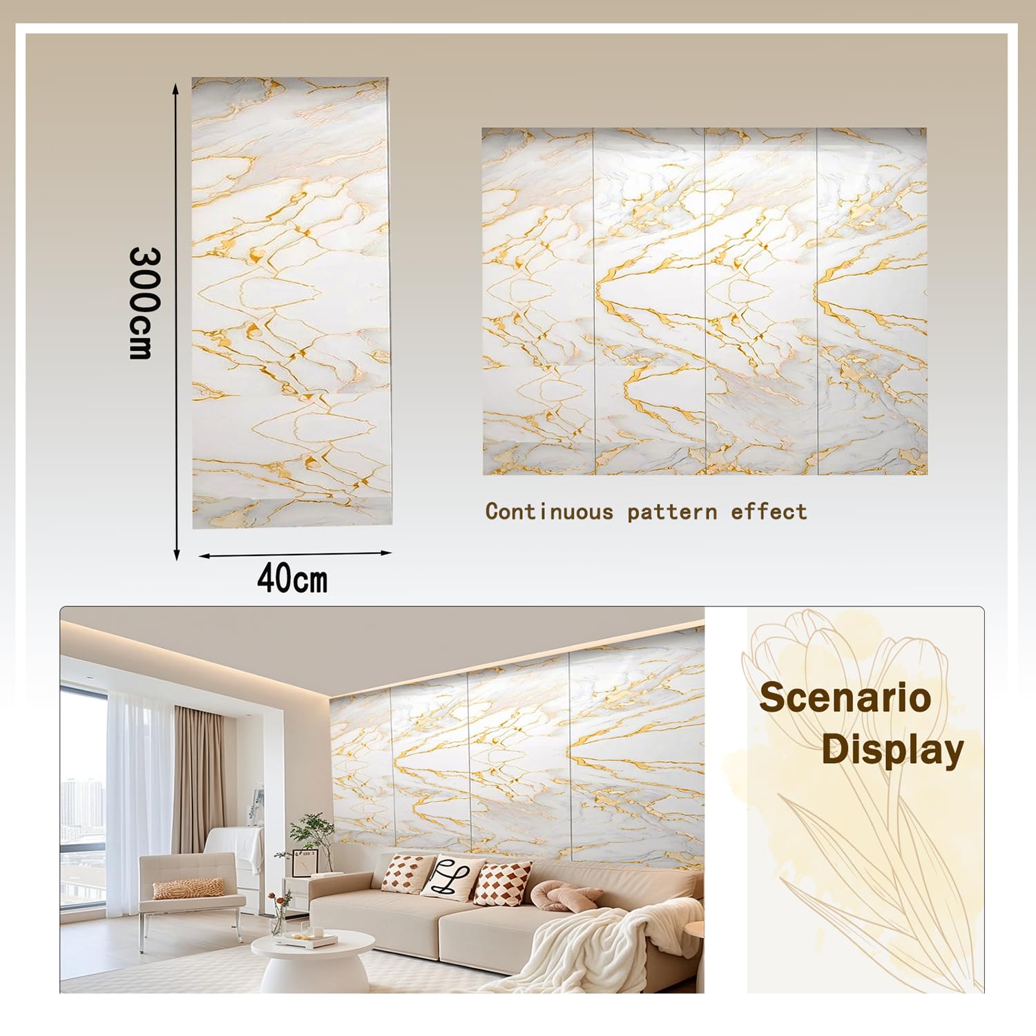 Vinilo Adhesivo Muebles MáRmol 40×300cm, 2mm De Espesor
