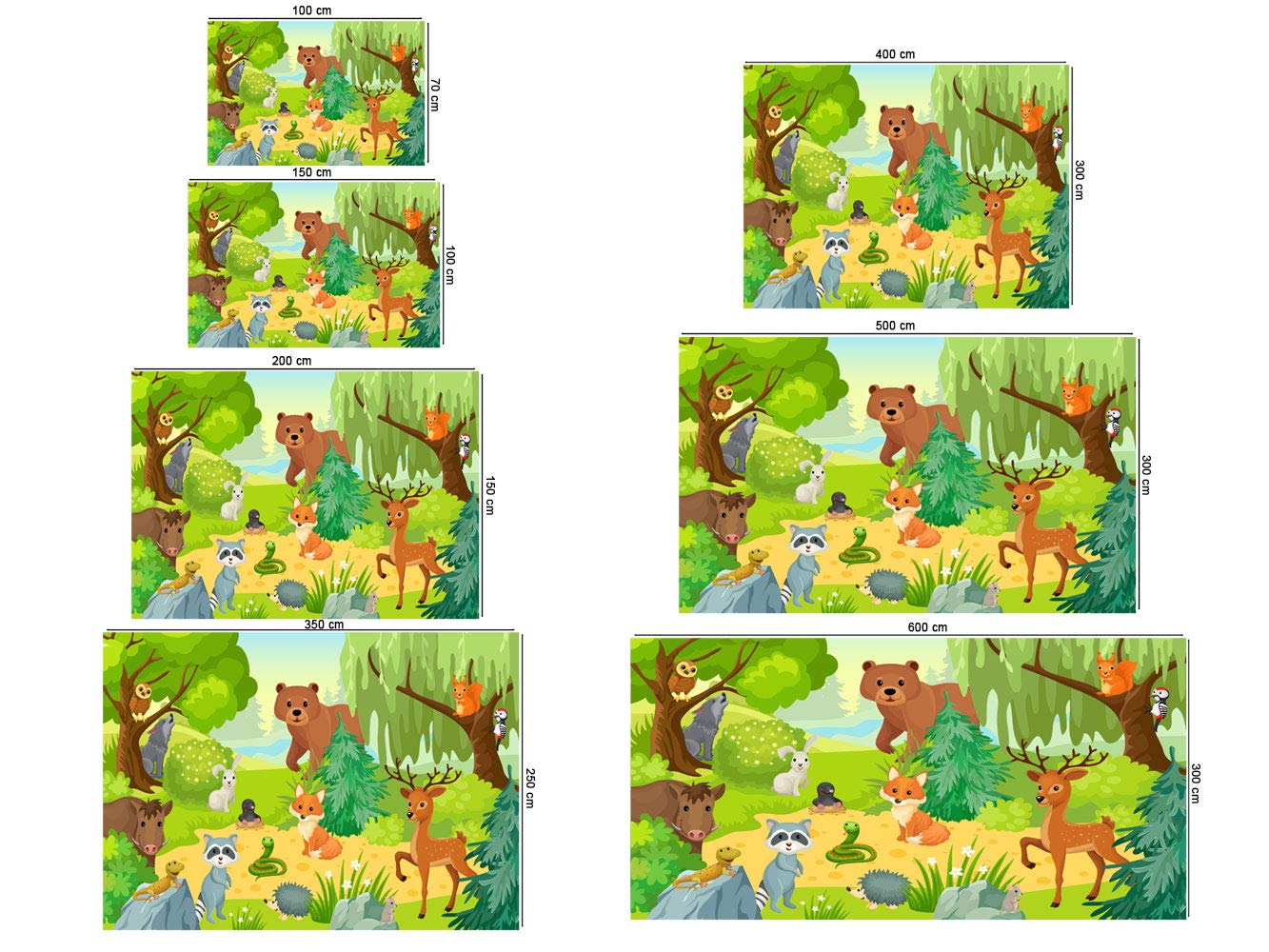 Oedim Fotomural Infantil Vinilo para Pared Animales en el Bosque | Fotomural Infantil para Paredes | Mural | Fotomural Infantil Vinilo Decorativo |350 x 250 cm | Decoración comedores, Salones