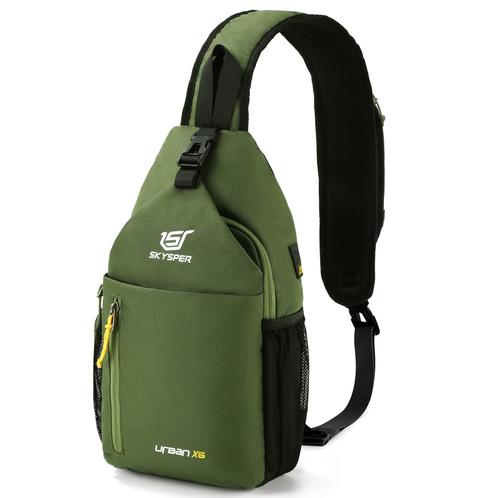 SKYSPER Sling Bag Crossbody Backpack - Chest Shoulder Cross Body Bag Travel Hiking Casual Daypack for Women Men(Armgreen)