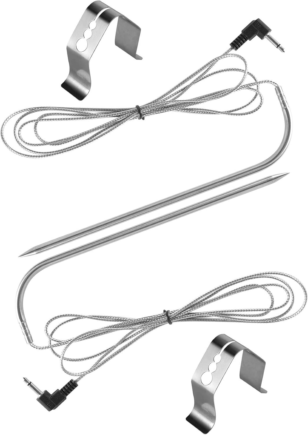 GRILLME 2 Sets Pit boss Pellet Grill Replacement Parts High-Temperature Meat BBQ Probe with Stainless Steel Probe Clip