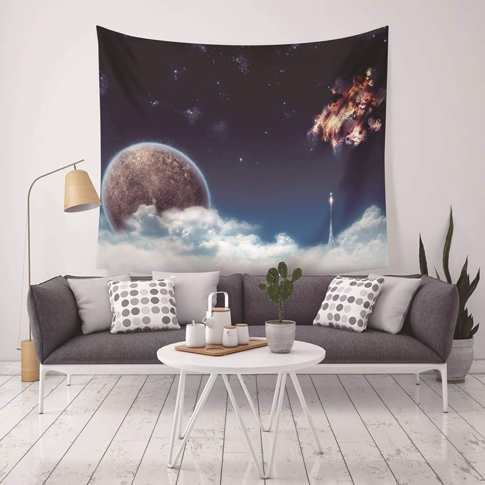 Tenture murale planète multicolore style-4 : la solution idéale pour habiller un grand mur vide