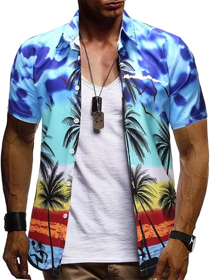 Camicia Hawaiana Uomo PANASIAM – Maniche Corte, Motivo Tropicale, 100% Cotone – Leggera E Ariosa, Con Tasca - 4