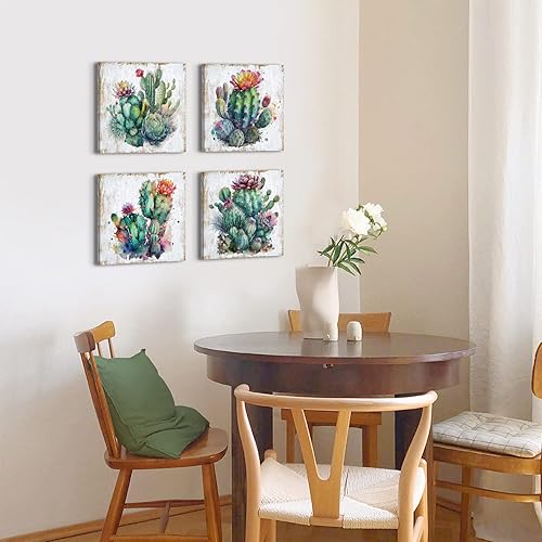 Miniatura 5 de Arte de pared de cactus para baño, cuadros mexicanos, suculentas, decoración de pared bohemia, plantas verdes, impresiones abstractas de acuarela,