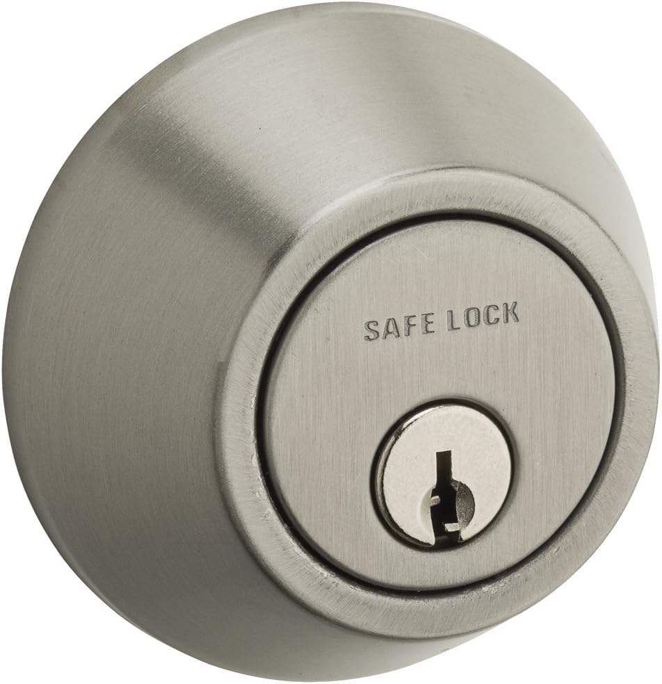 Weiser Safelock Satin Nickel Round Deadbolt Lock, ANSI/BHMA Grade 3