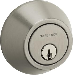Weiser Safelock Satin Nickel Round Deadbolt Lock, ANSI/BHMA Grade 3 Certified Front Door Lock, Kick Proof, Bump Proof & Anti-Theft Exterior Door Lock with Key, Traditional Door Locks for Entry Door