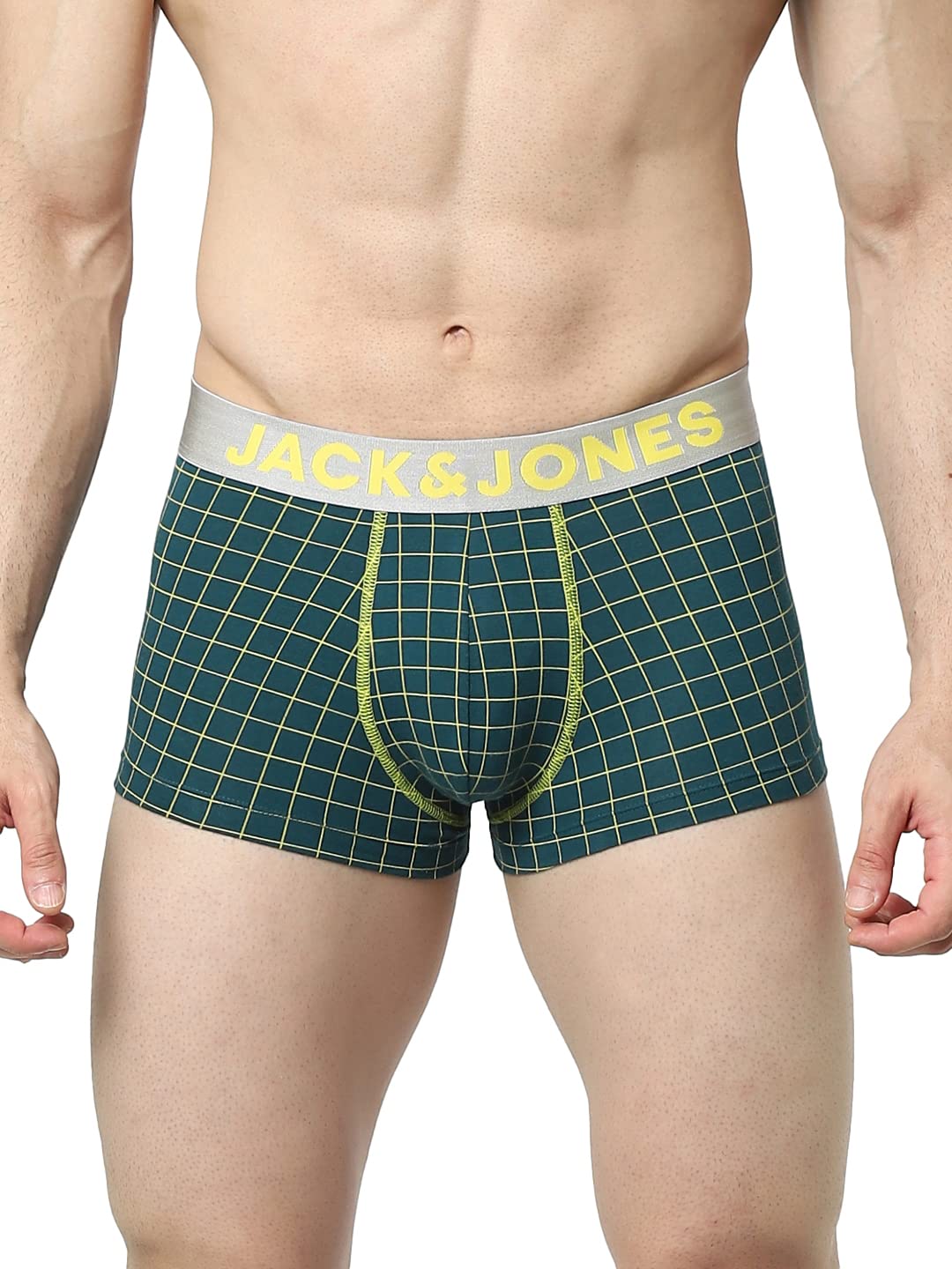 jack & jones Men's Cotton Blend Modern Regular Checkered Trunks (Pack of 1)-picture-19