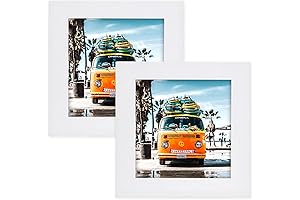 4x4 Picture Frames, White Nature Solid Wood 2 Pack for Wall Mount...