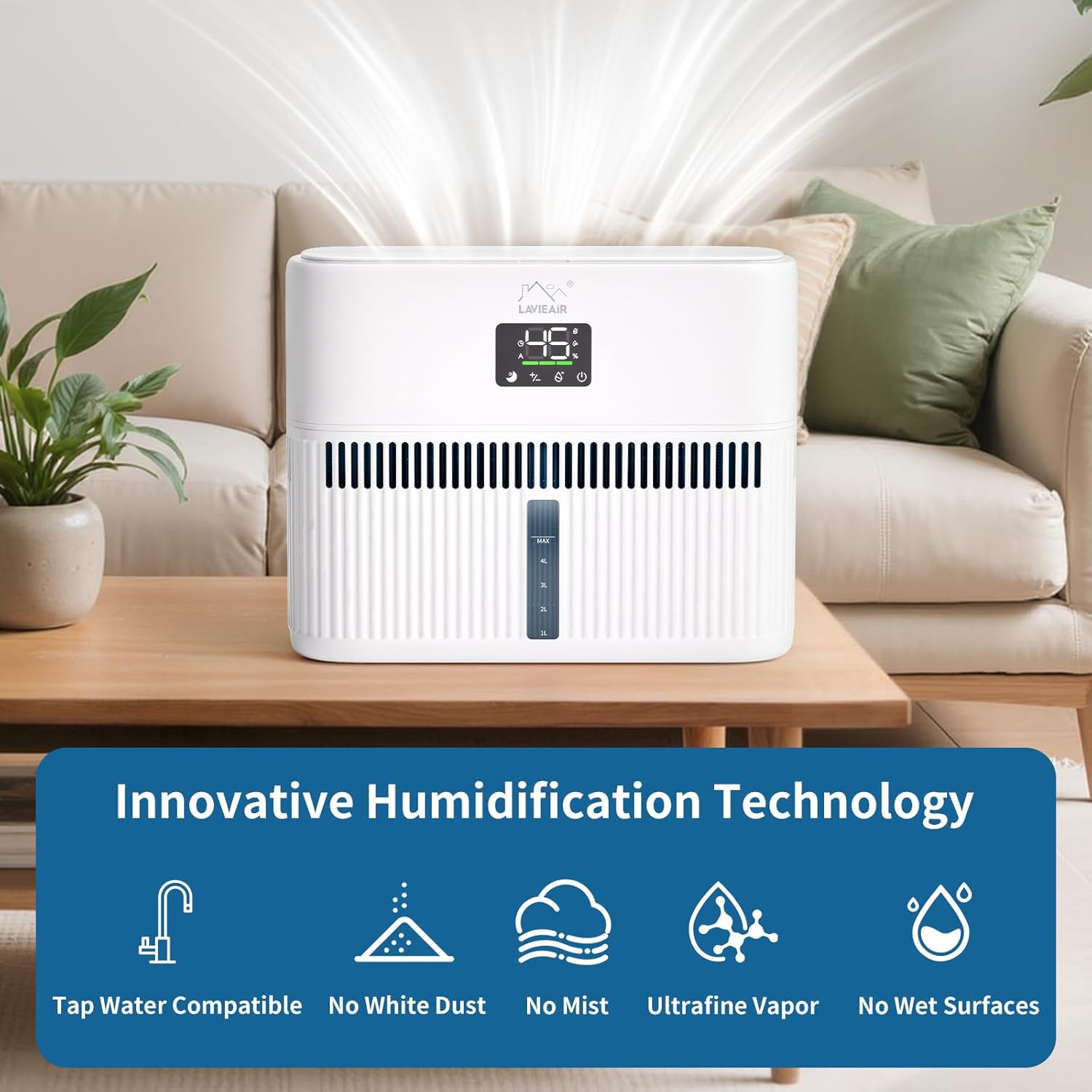 Smart Evaporative Humidifiers for Bedroom, Living Room, Nursery, Large Room up to 300 ft², 5L Tank, Max 48H Runtime, Mist-free Top Fill Humidifier for Baby, Plants, Easy to Clean 4 712oqT4JgmL. AC SL1500